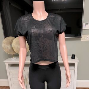 Black Netted Crop Top. Very Cute! Size L. New!